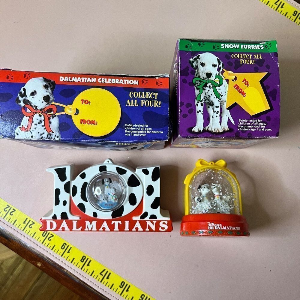 McDonald's Disney's 101 Dalmatians Snow Flurries Snow Globe Ornament 2pc Lot - Picture 13 of 15